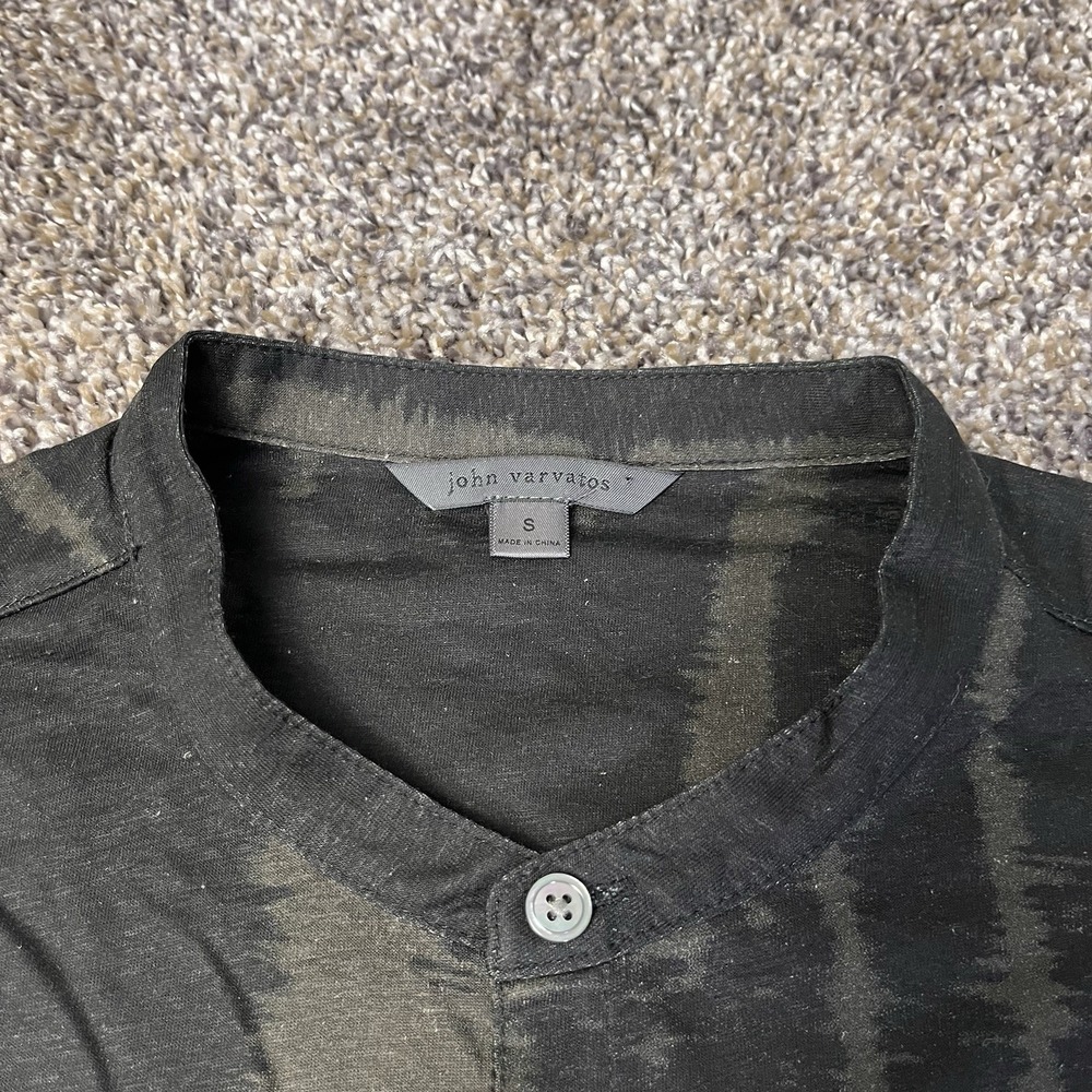 NEW John Varvatos Men Size S Abstract Stripe Linen Blend Button Front Shirt $228 - Picture 4 of 8